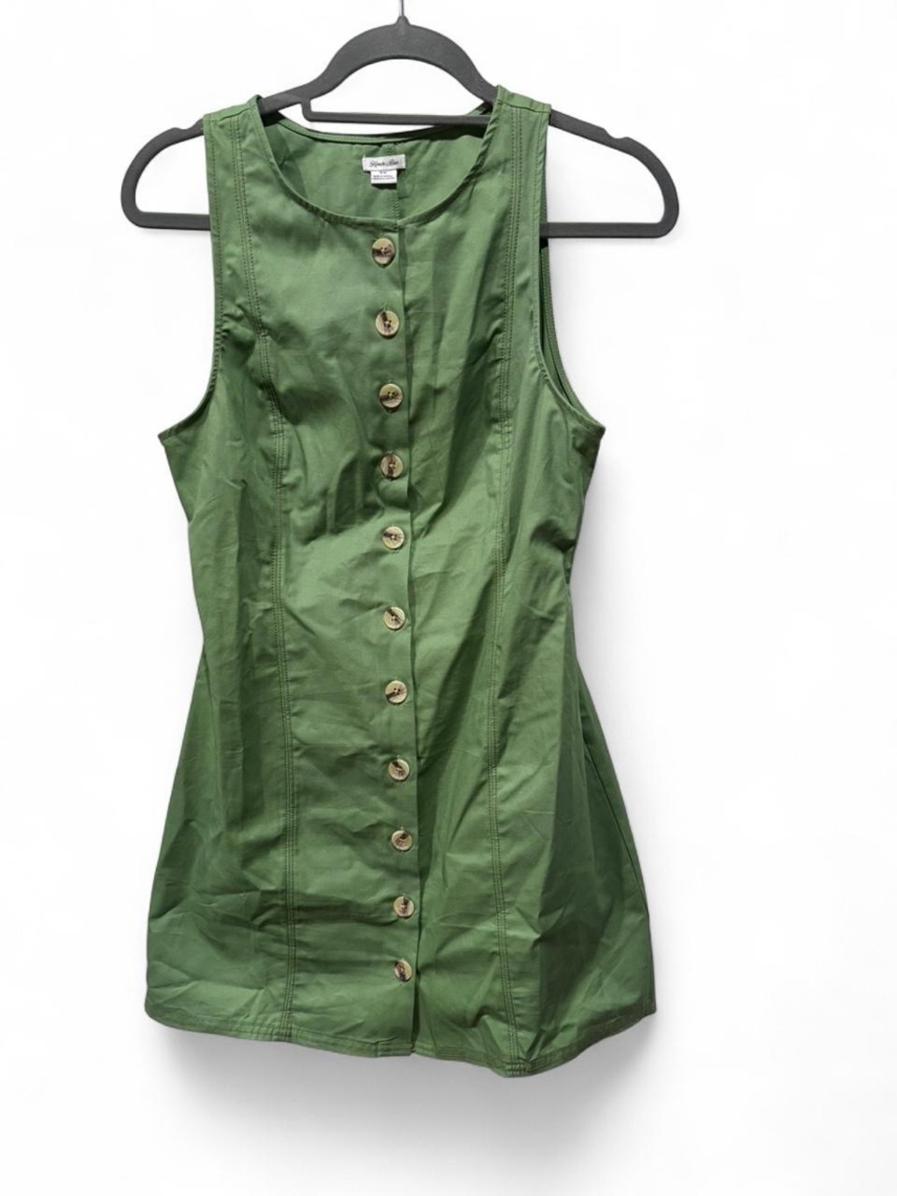 Kimchi Blue Green Button-Front, Open Back, Sleeveless mini dress